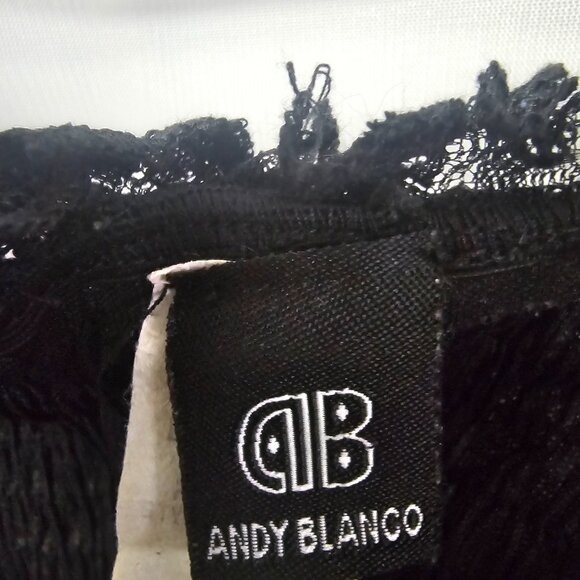 Vintage Andy Blanco Blouse Black Y2K Lace Whimsigoth Coquette Smocked S - Picture 6 of 9